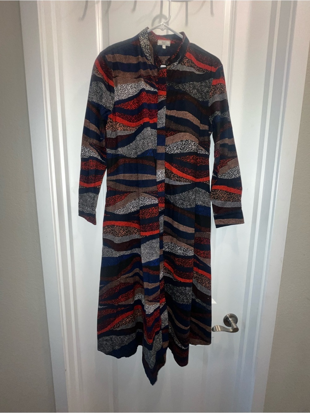 Zuri Star Sign Kenya Midi dress Long Sleeve Wavy Stripe Shirt Dress - Multicolor